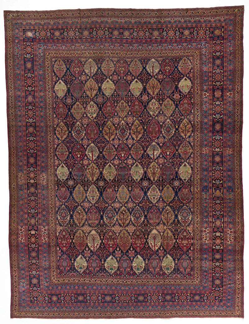 13x17 Navy and Multicolor Turkish Persian Rug