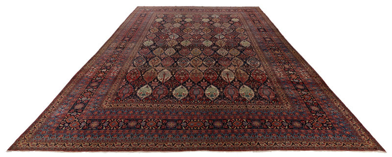 13x17 Navy and Multicolor Turkish Persian Rug