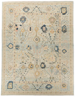 10x13 Light Blue and Multicolor Turkish Oushak Rug