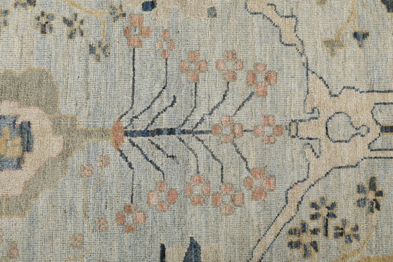 10x13 Light Blue and Multicolor Turkish Oushak Rug