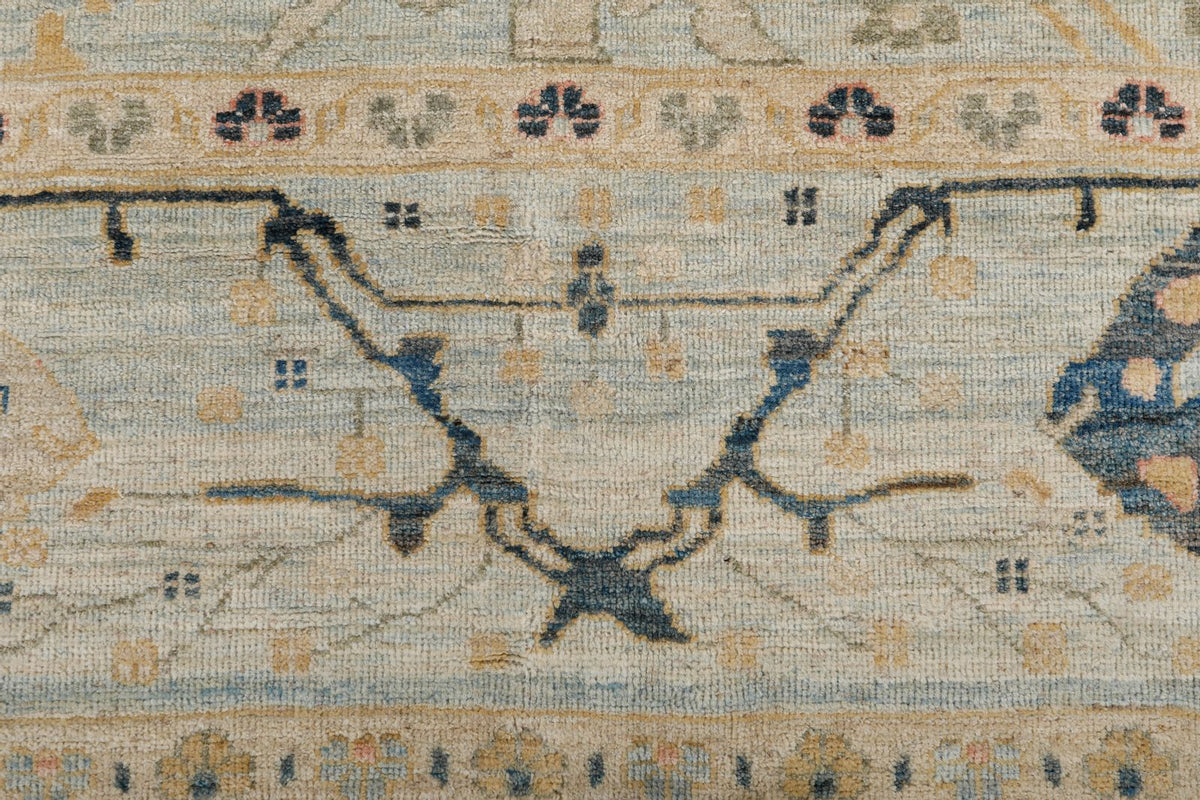 10x13 Light Blue and Multicolor Turkish Oushak Rug