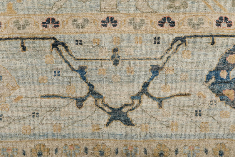 10x13 Light Blue and Multicolor Turkish Oushak Rug