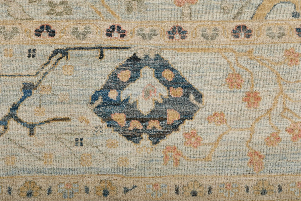 10x13 Light Blue and Multicolor Turkish Oushak Rug