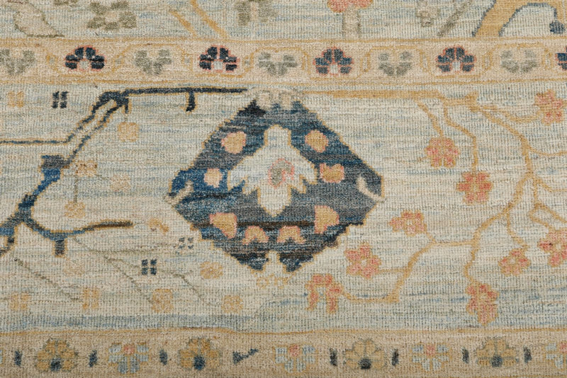 10x13 Light Blue and Multicolor Turkish Oushak Rug