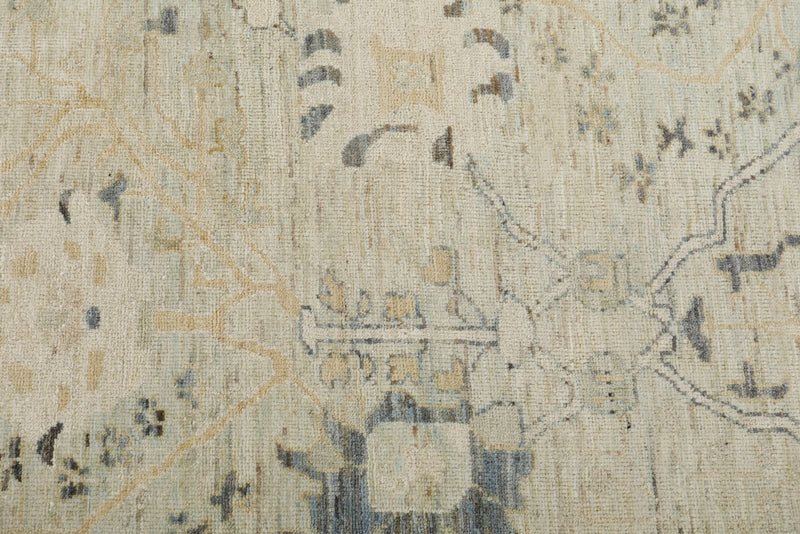 10x14 Light Blue and Multicolor Turkish Oushak Rug