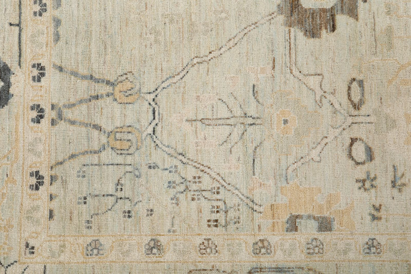 10x14 Light Blue and Multicolor Turkish Oushak Rug