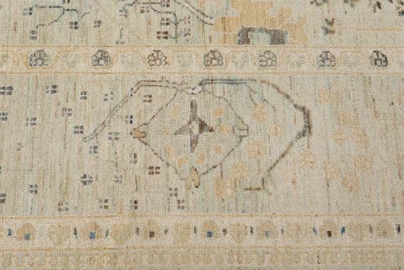 10x14 Light Blue and Multicolor Turkish Oushak Rug