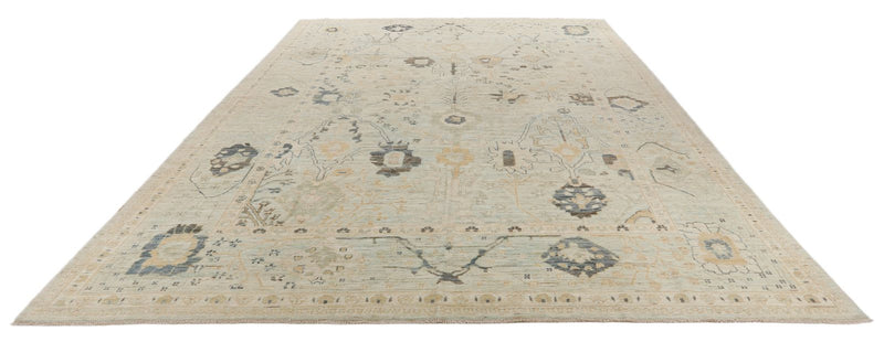 10x14 Light Blue and Multicolor Turkish Oushak Rug