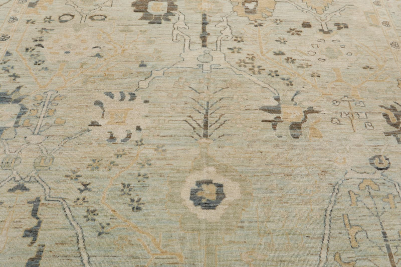 10x14 Light Blue and Multicolor Turkish Oushak Rug