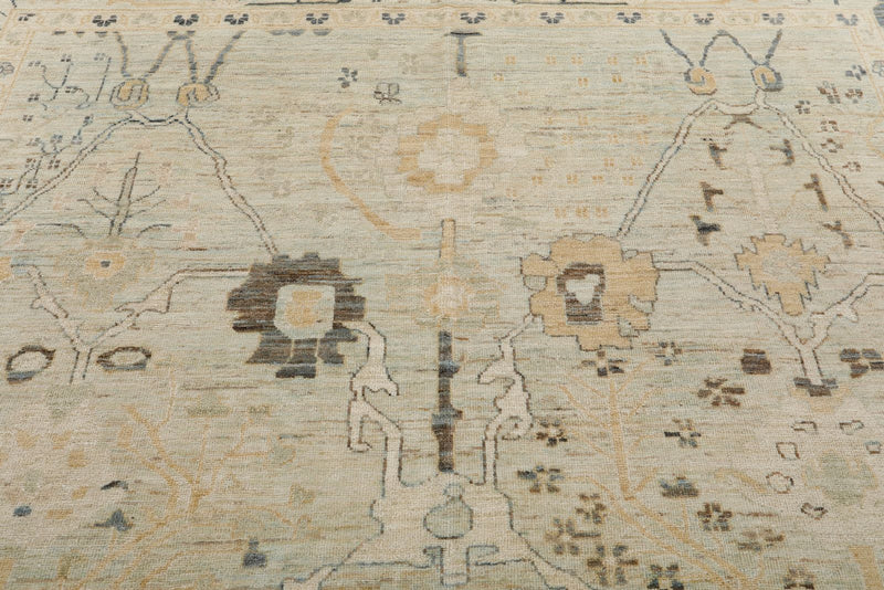 10x14 Light Blue and Multicolor Turkish Oushak Rug