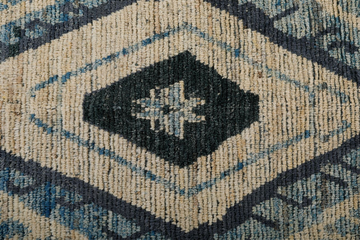 7x10 Blue and Ivory Anatolian Traditional Rug