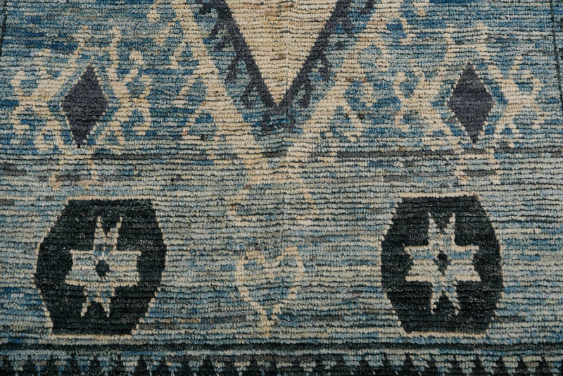 7x10 Blue and Ivory Anatolian Traditional Rug