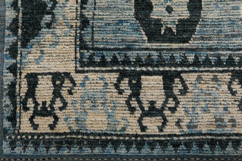 7x10 Blue and Ivory Anatolian Traditional Rug