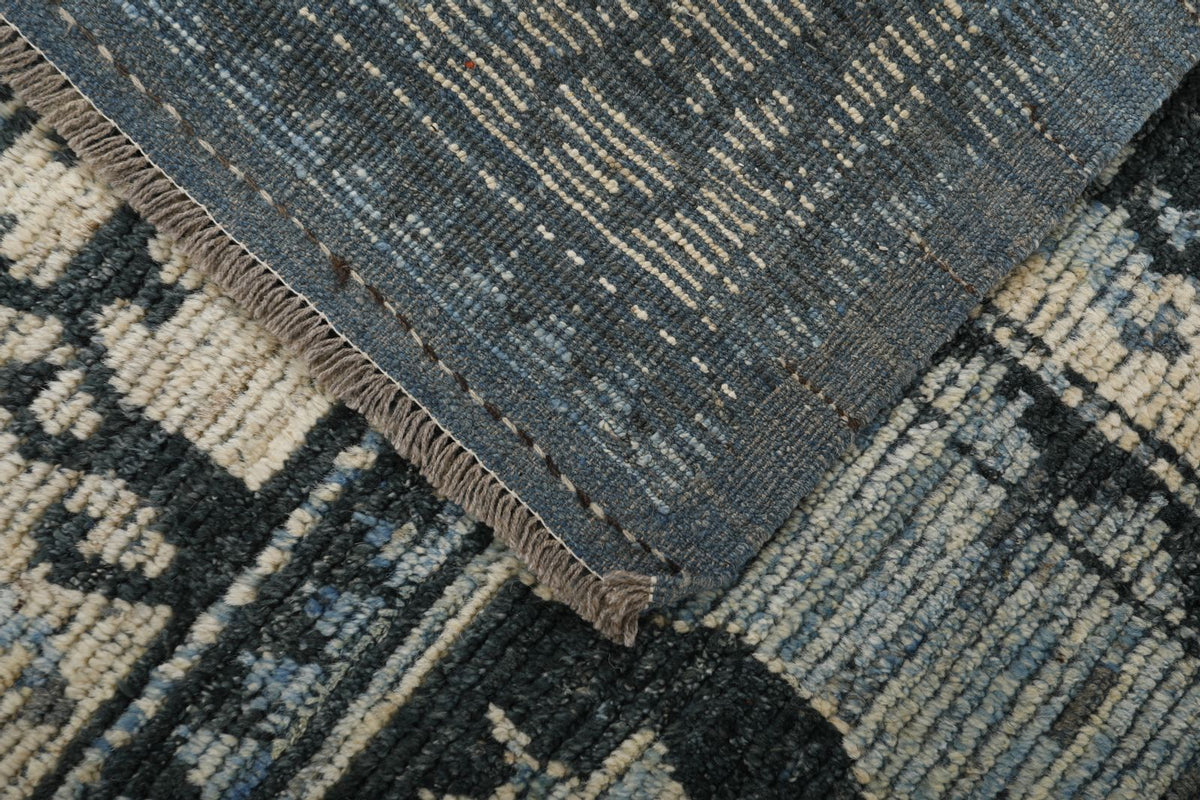 7x10 Blue and Ivory Anatolian Traditional Rug