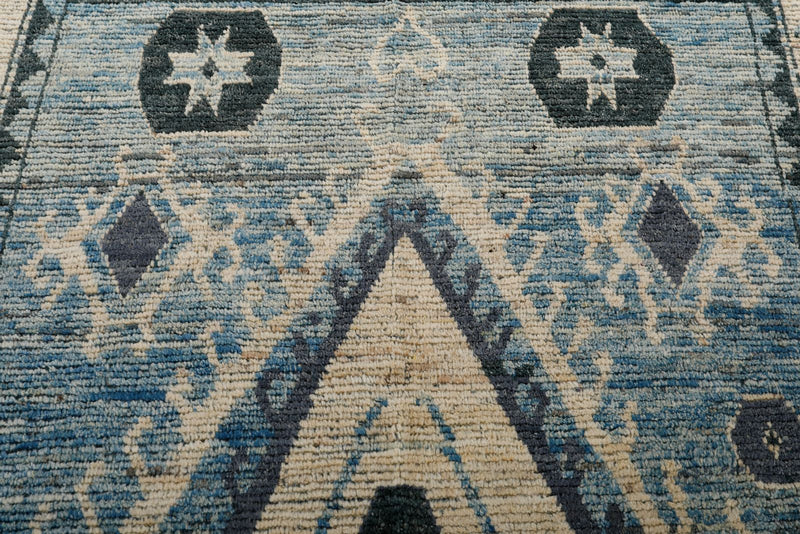 7x10 Blue and Ivory Anatolian Traditional Rug
