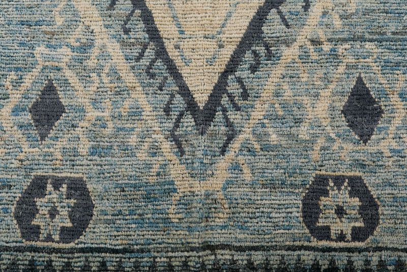 7x10 Blue and Ivory Anatolian Traditional Rug