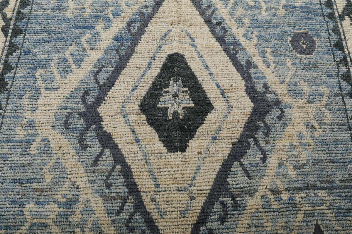 7x10 Blue and Ivory Anatolian Traditional Rug