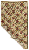 5x9 Ivory and Red Turkish Tribal Rug