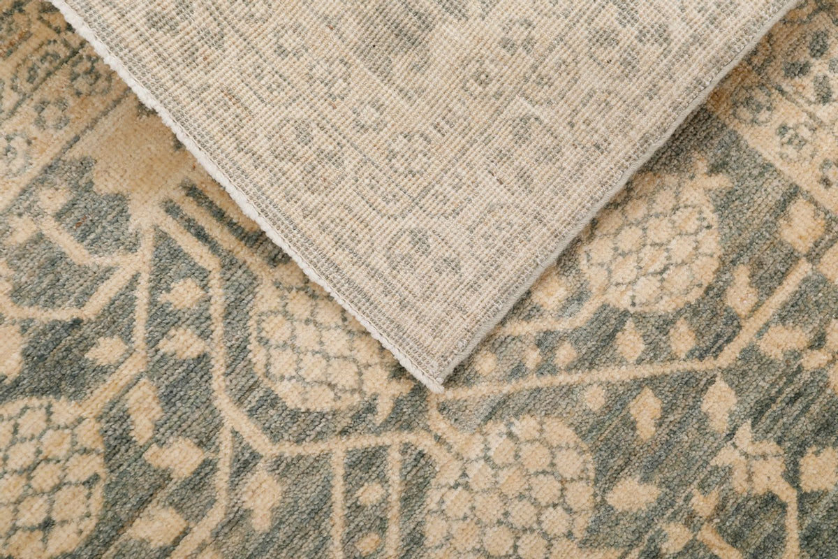 3x10 Light Green and Beige Turkish Tribal Runner