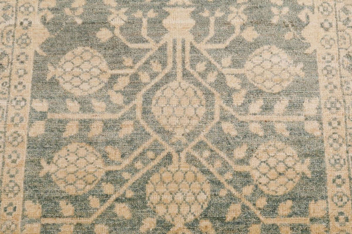 3x10 Light Green and Beige Turkish Tribal Runner