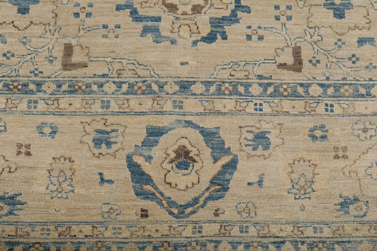 9x11 Ivory and Beige Anatolian Traditional Rug