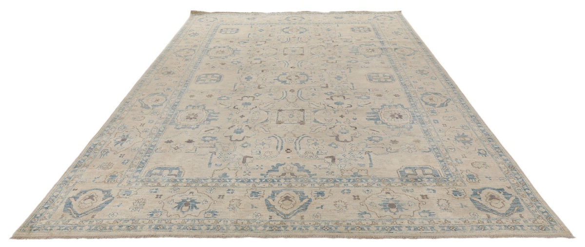 9x11 Ivory and Beige Anatolian Traditional Rug