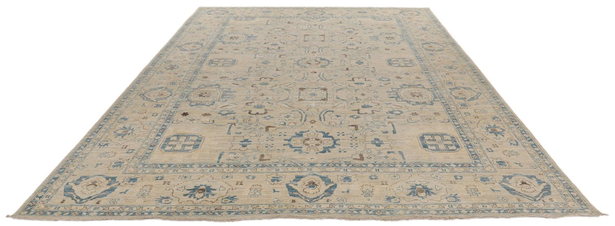 9x11 Ivory and Beige Anatolian Traditional Rug