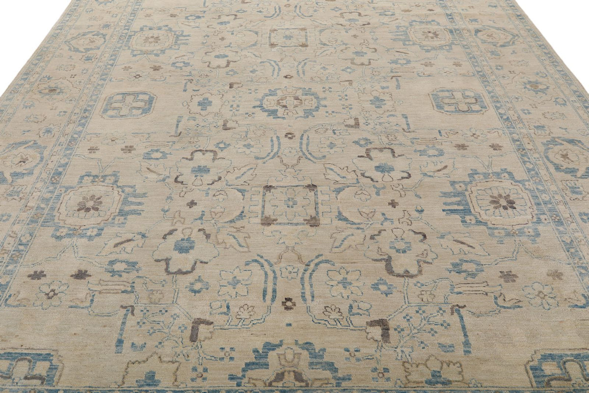 9x11 Ivory and Beige Anatolian Traditional Rug