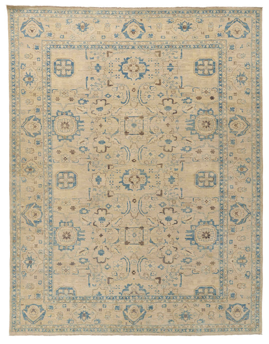 9x11 Ivory and Beige Anatolian Traditional Rug