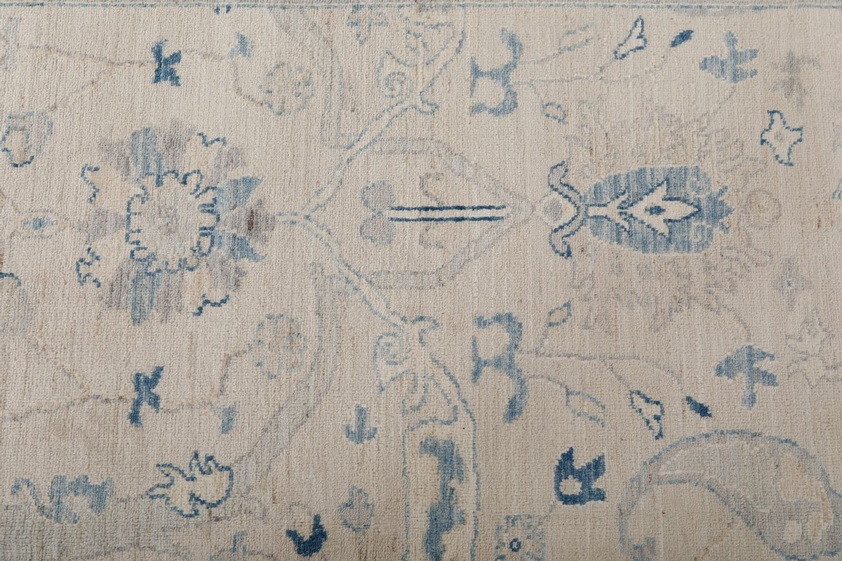9x12 Ivory and Blue Anatolian Traditional Rug