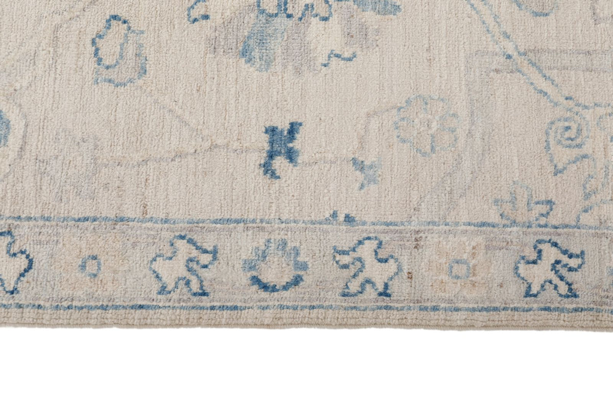 9x12 Ivory and Blue Anatolian Traditional Rug