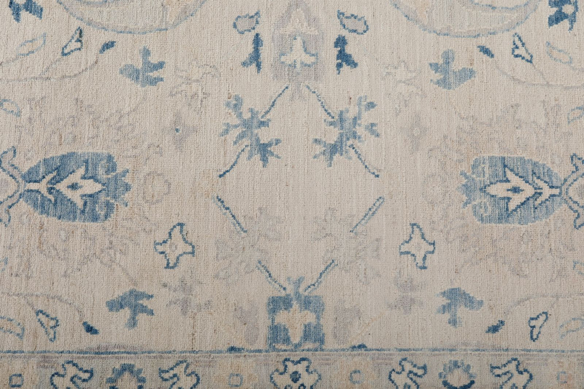 9x12 Ivory and Blue Anatolian Traditional Rug