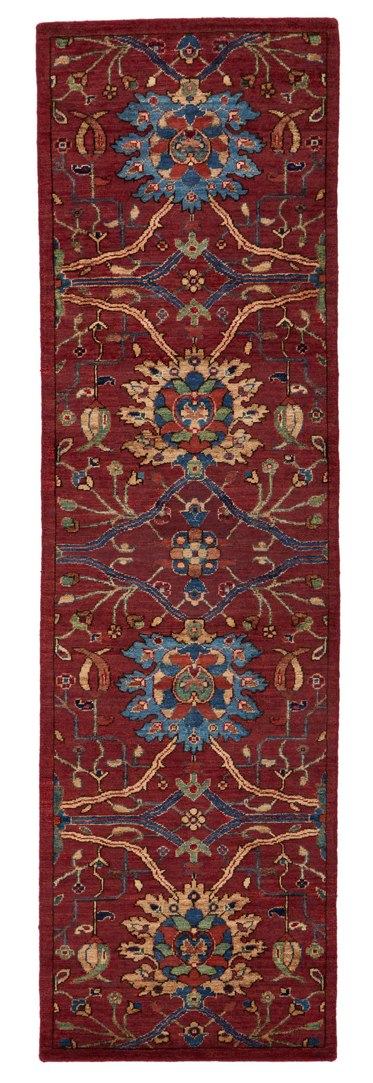 2x7 Burgundy and Multicolor Anatolian Tribal Runner