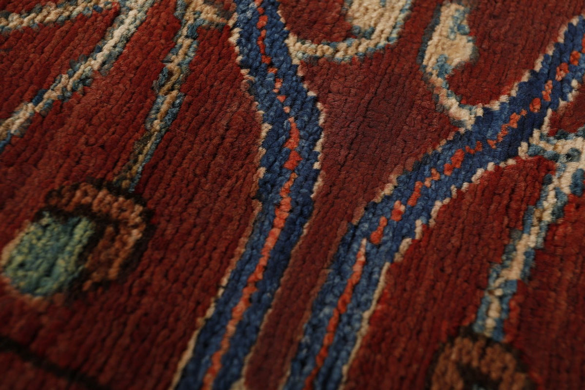 2x7 Burgundy and Multicolor Anatolian Tribal Runner