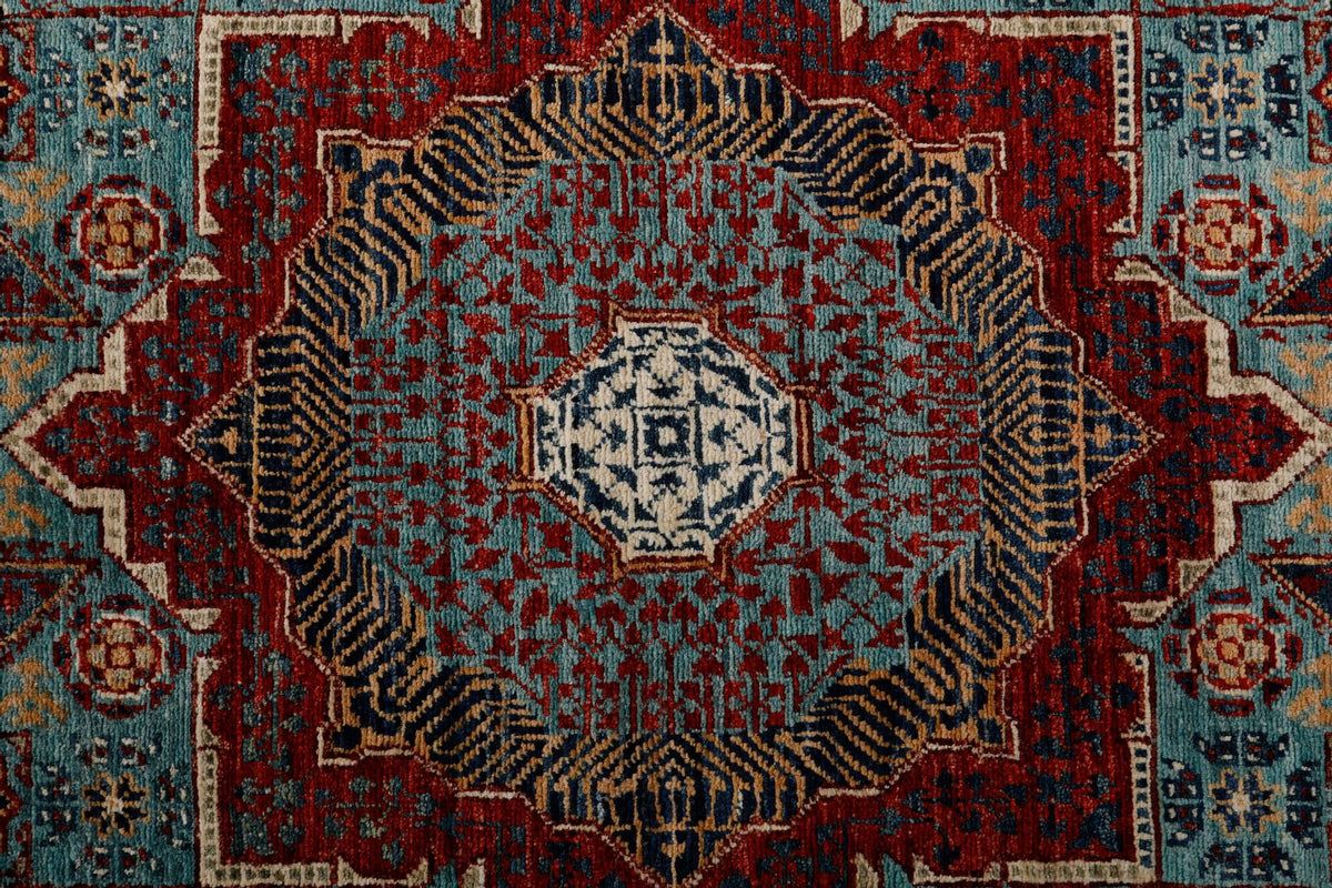 2x10 Light Blue and Multicolor Turkish Tribal Runner