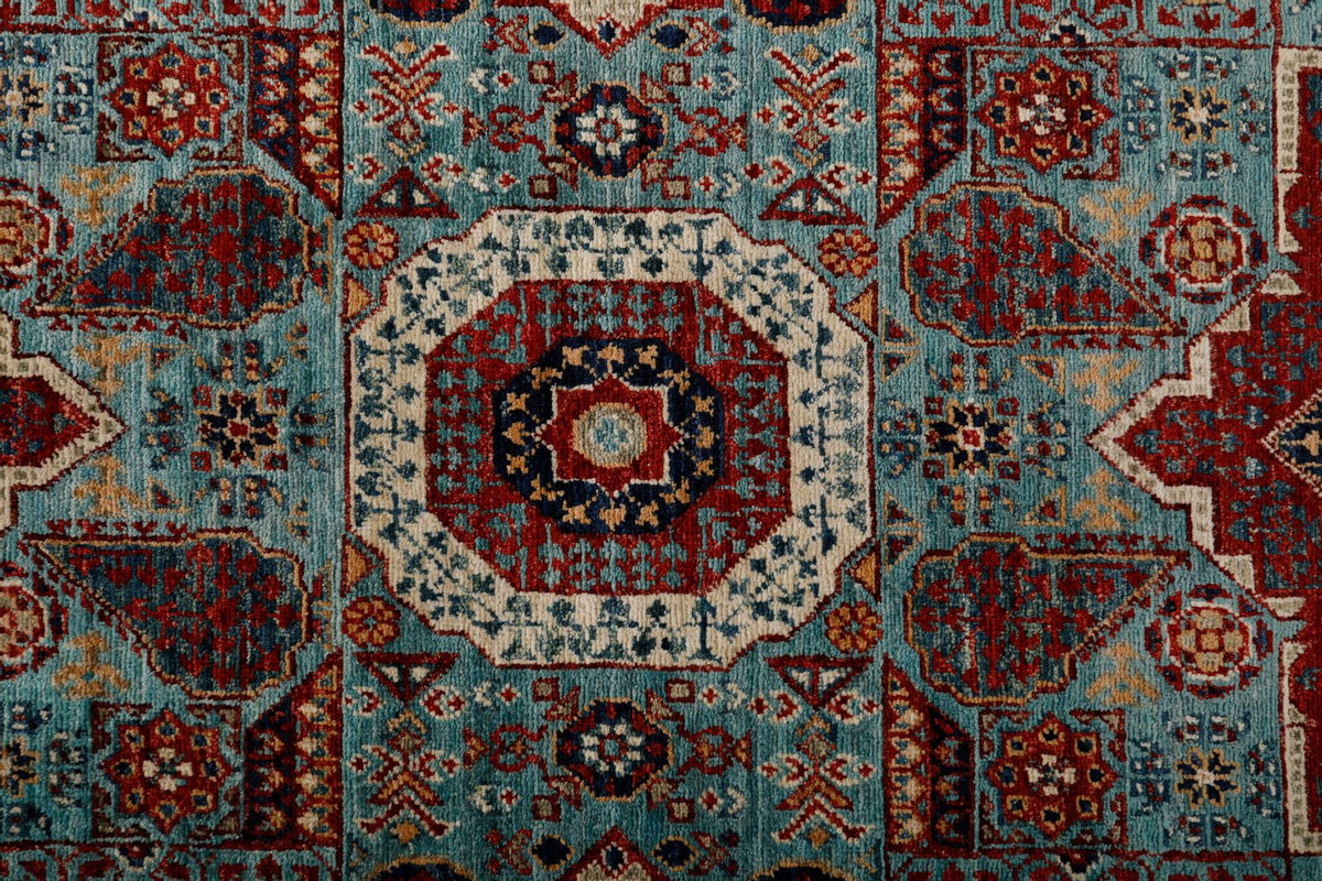 2x10 Light Blue and Multicolor Turkish Tribal Runner