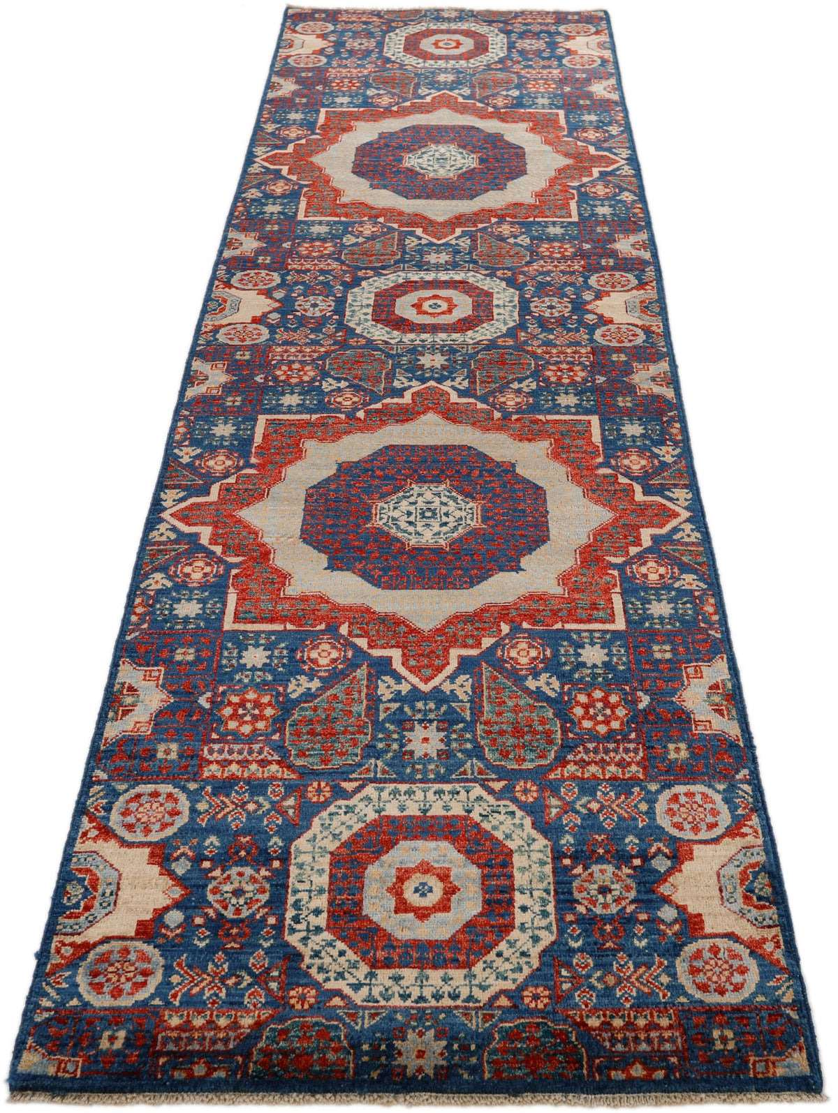 3x10 Light Blue and Multicolor Turkish Tribal Runner