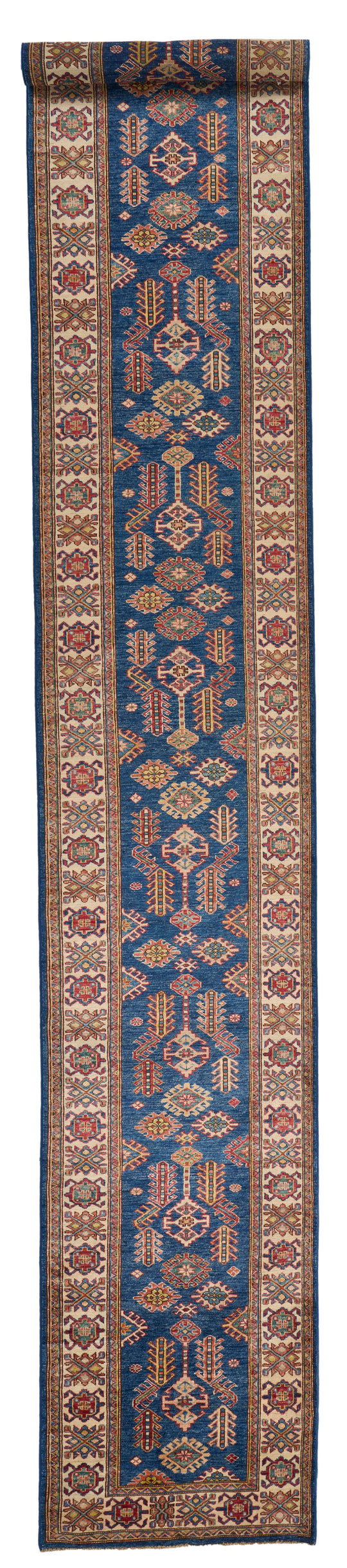 3x19 Navy and Ivory Kazak Tribal Runner