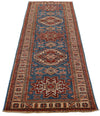 2x8 Blue and Ivory Kazak Tribal Runner