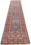 3x13 Blue and Burgundy Kazak Tribal Runner