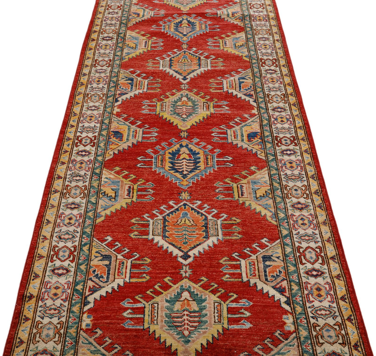 3x14 Red and Ivory Kazak Tribal Runner