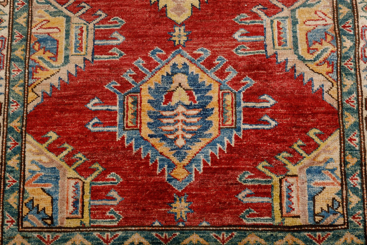 3x14 Red and Ivory Kazak Tribal Runner