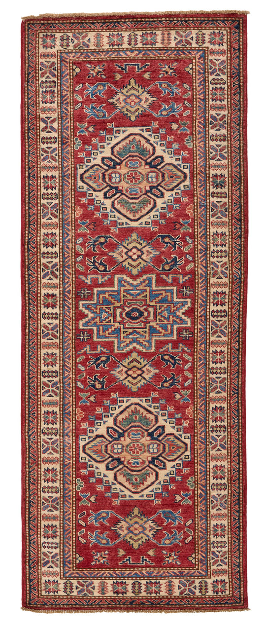 2x7 Red and Ivory Kazak Tribal Runner
