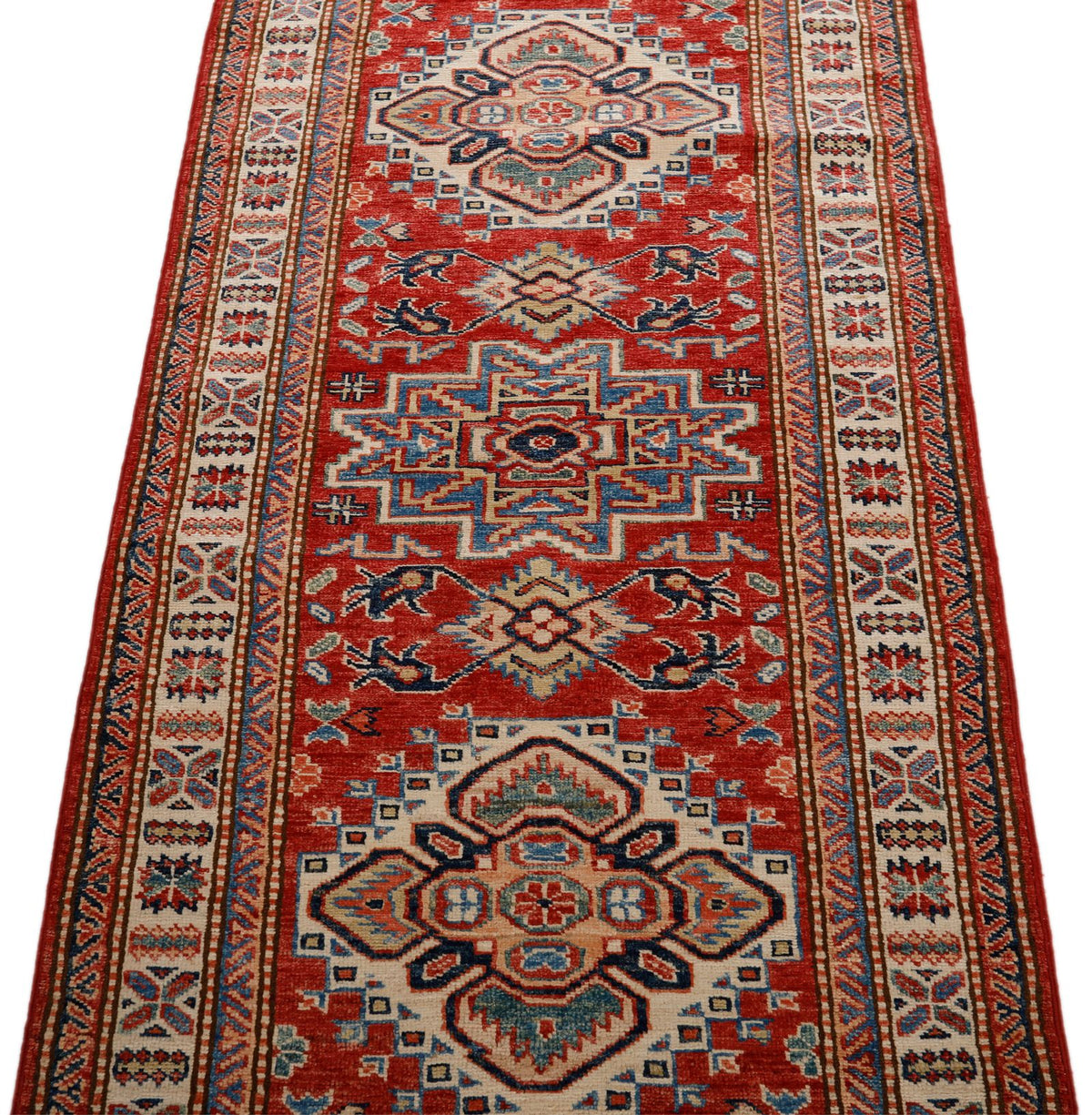 2x7 Red and Ivory Kazak Tribal Runner