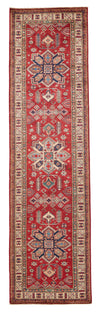 3x10 Red and Ivory Kazak Tribal Runner