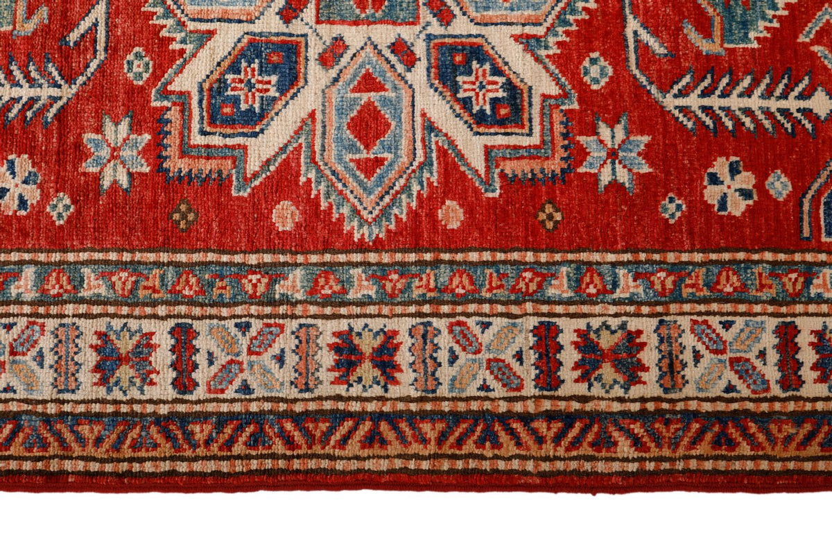 3x10 Red and Ivory Kazak Tribal Runner