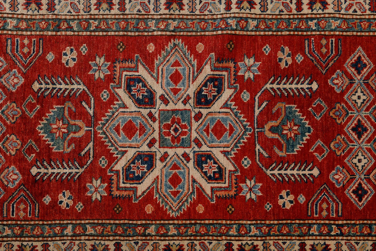 3x10 Red and Ivory Kazak Tribal Runner