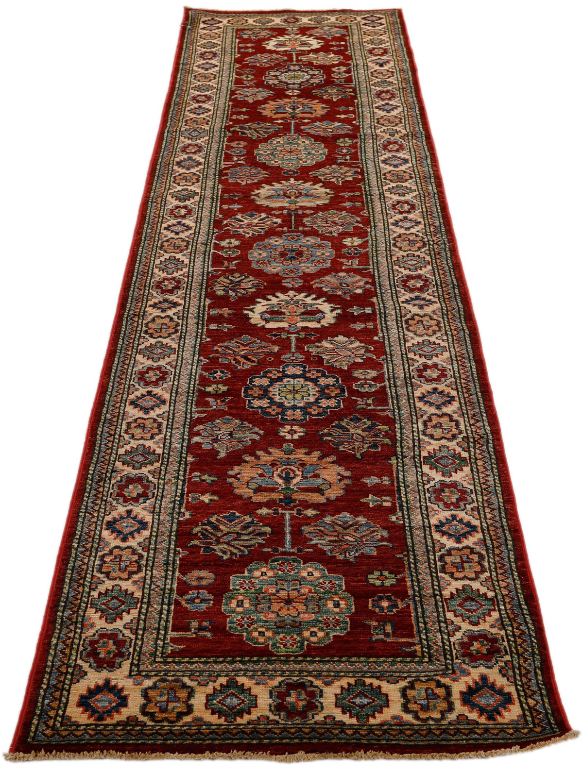 2x10 Red and Ivory Kazak Tribal Runner