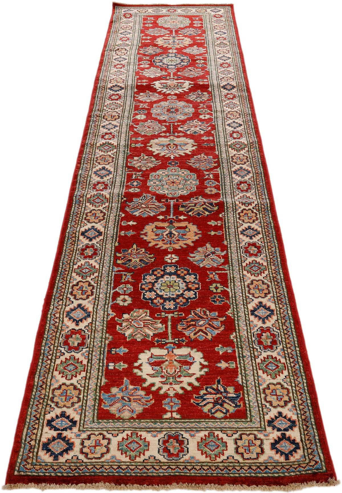 2x10 Red and Ivory Kazak Tribal Runner