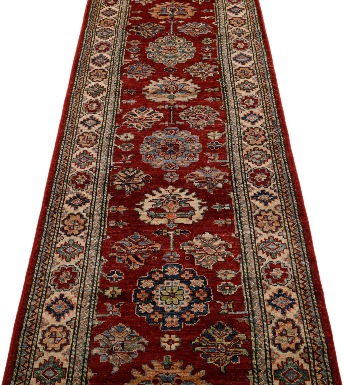 2x10 Red and Ivory Kazak Tribal Runner
